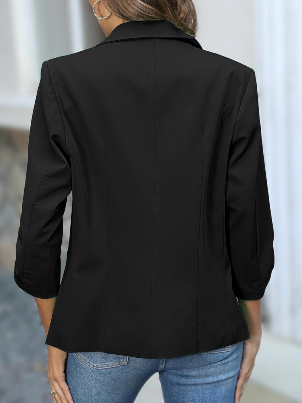 Women's Ruched 3/4 Sleeve Lightweight Slim Fit Blazer NWT - Picture 2 of 9
